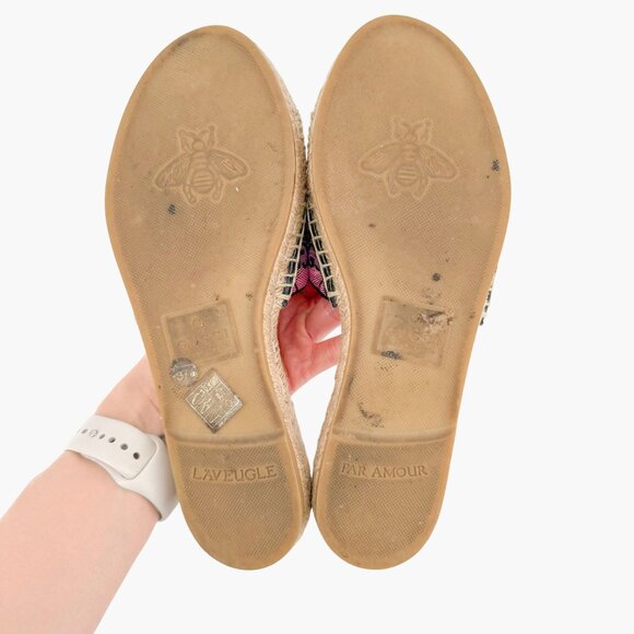 Gucci GG Espadrille Mule Sandal EU 37.5 US 7.5 Pink Purple Monogram Canvas Slide - Picture 8 of 9